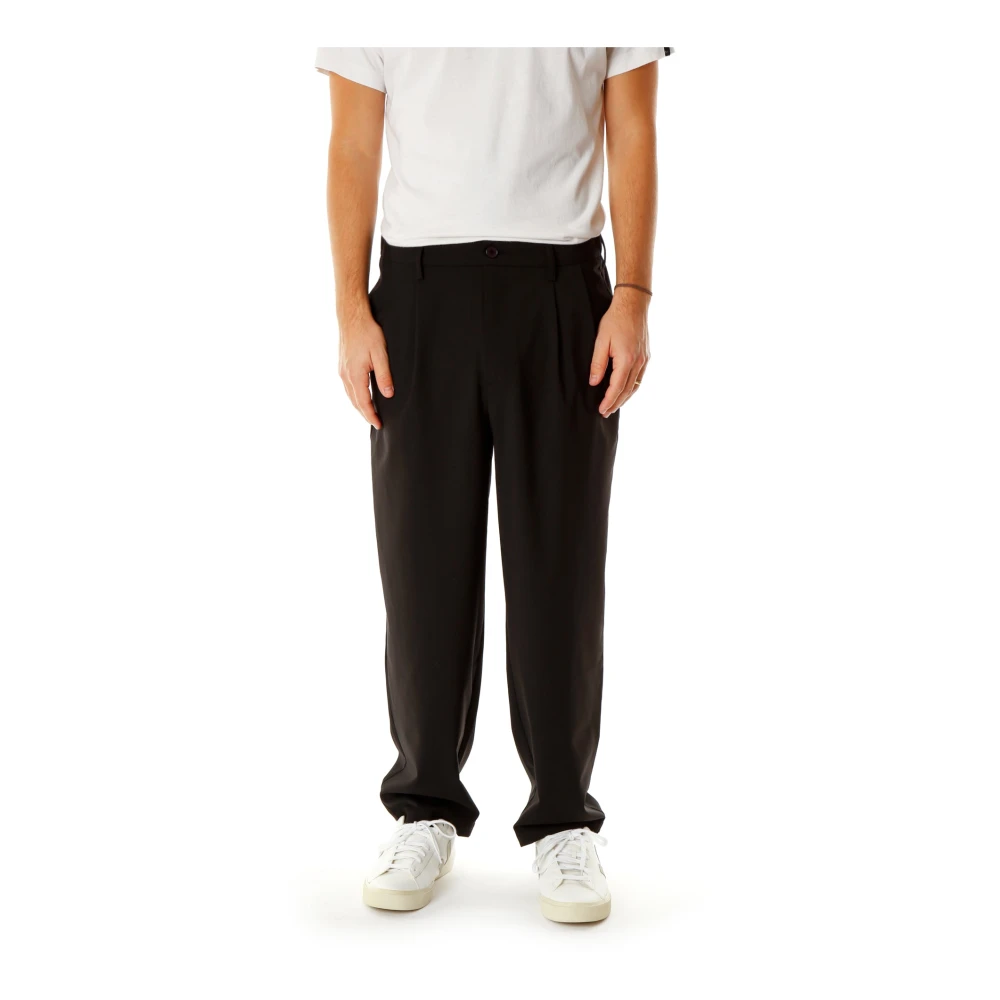 American vintage Relaxed Fit Broek met Middelhoge Taille Black Heren