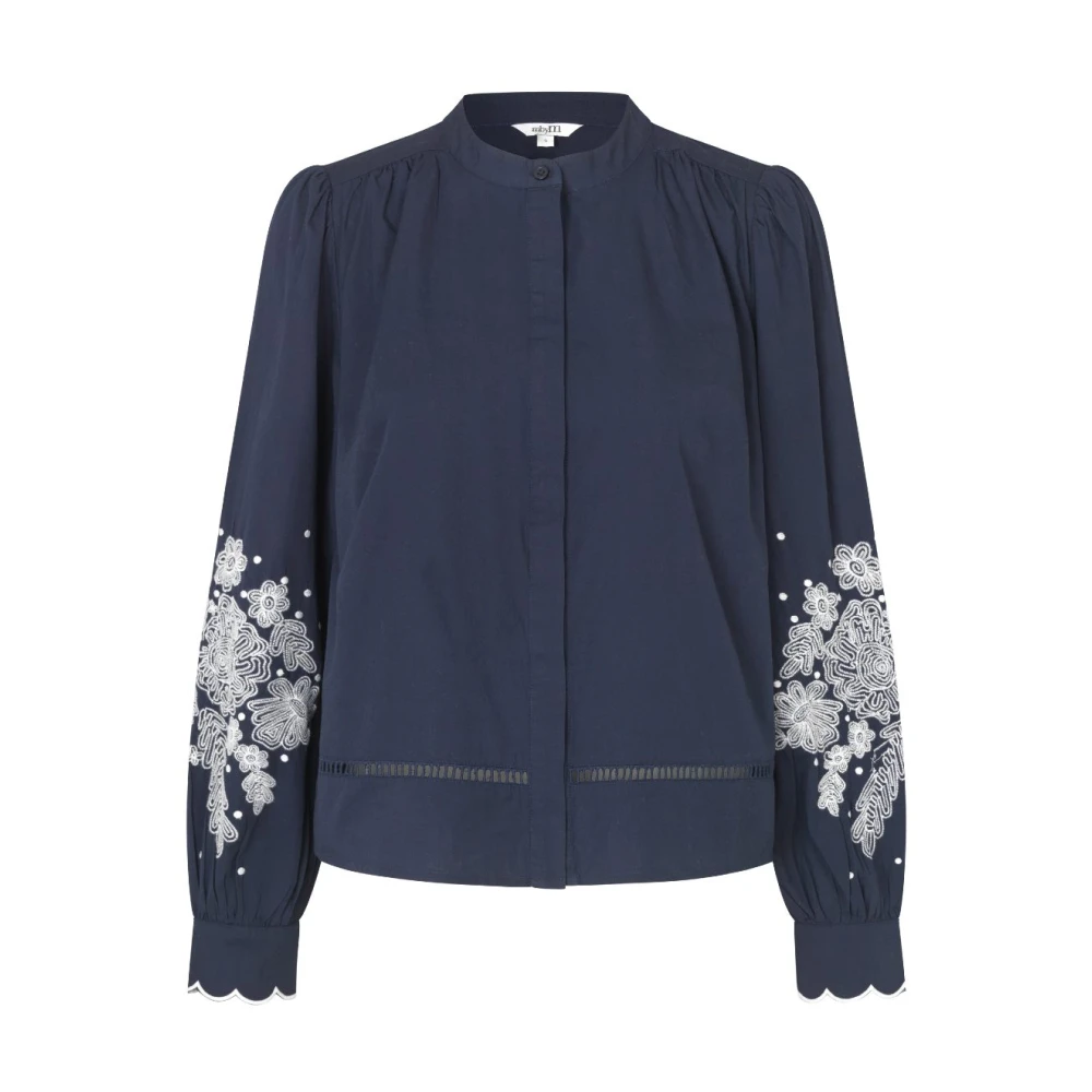 MbyM Blauwe Bloemenborduurblouse Pauline Blue Dames