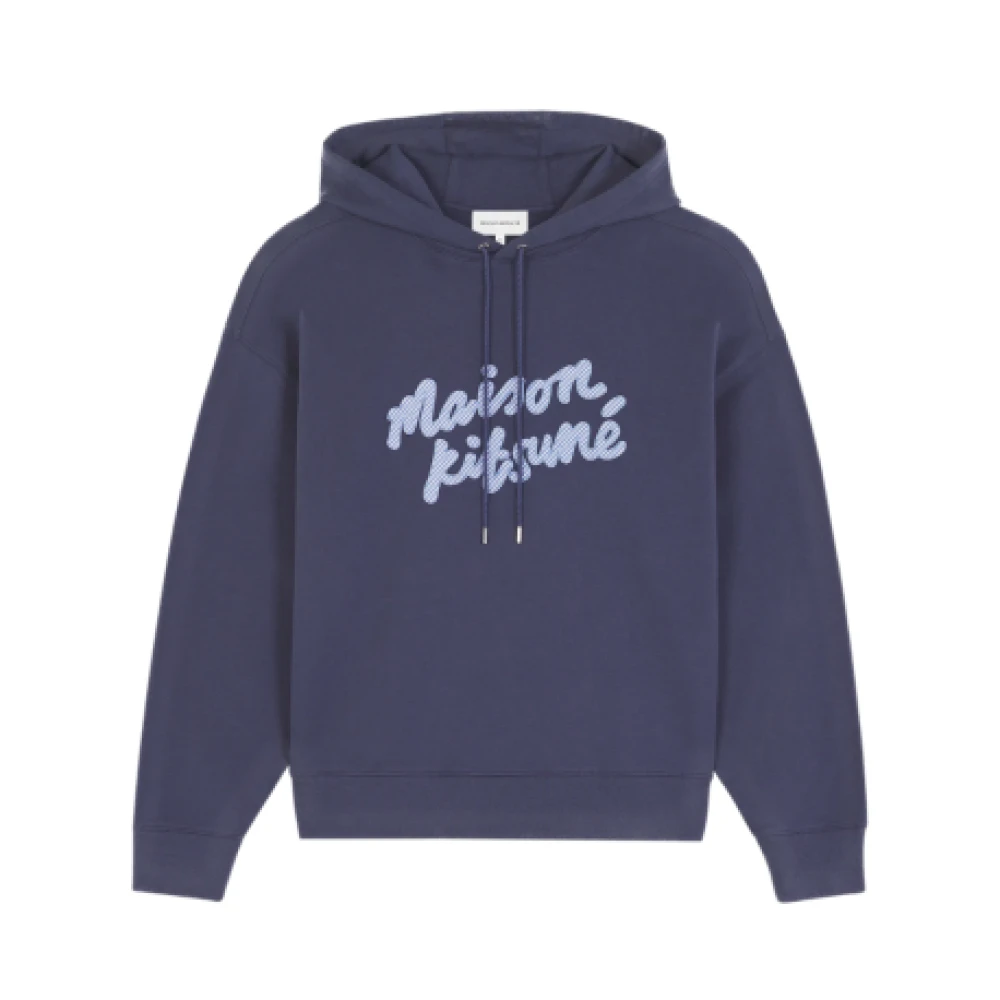 Maison Kitsuné Oversized hoodie met iconisch logo Blue Heren