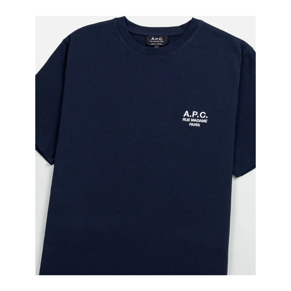 A.p.c. Geborduurd Navy Blue Logo Tee Blue Heren