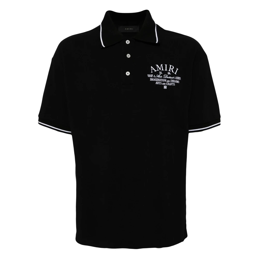 Amiri Men's Black Logo-Embroidered Polo - Polo Shirts - M - Tops