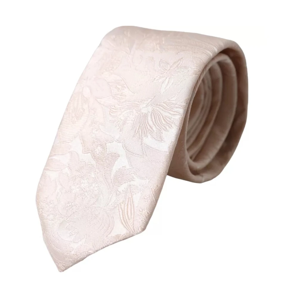 Dolce & Gabbana Off White Bloemen Zijden Verstelbare Heren Stropdas White Heren