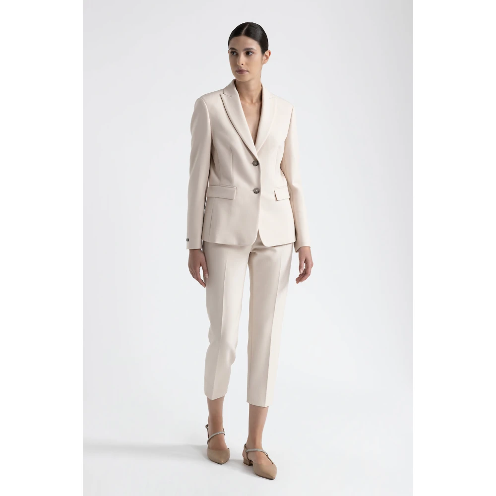 PESERICO Broek van tweeweg stretchstof Beige Dames