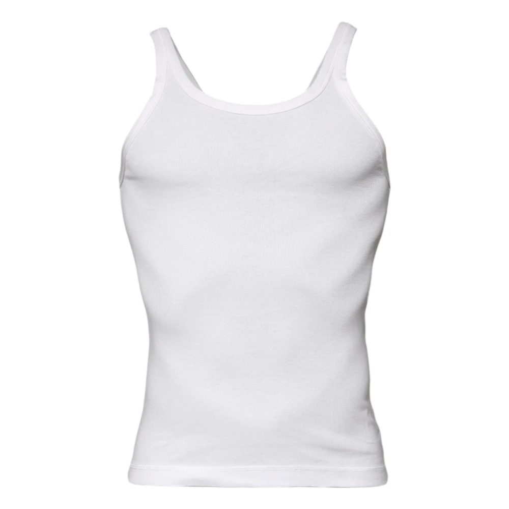 Dolce & Gabbana Men's White Sleeveless Tops, Xs, Ivory Cotton Sleeveless Tank T-Shirt