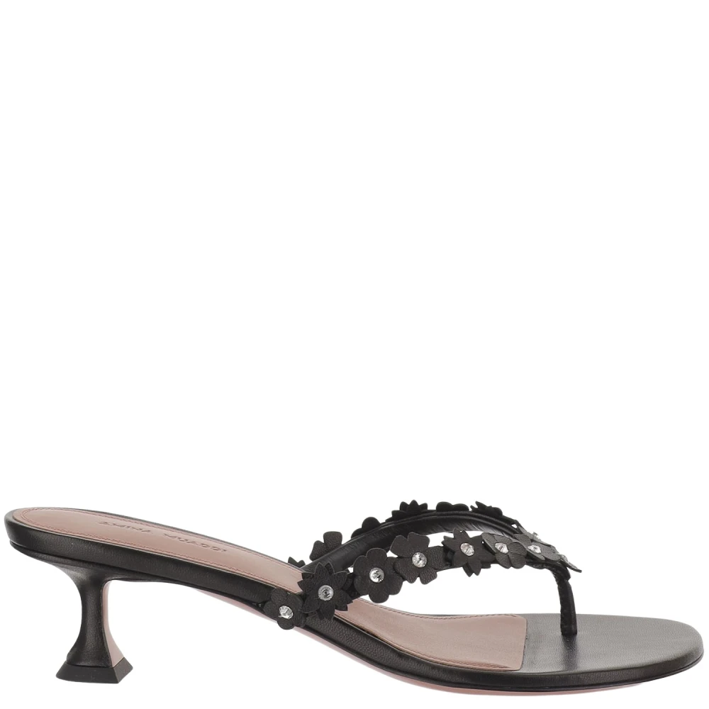 Amina Muaddi Mujer Negro - Sandalias De Cuero Janis - Shoes - 40 Eu - Sandalias De Cuero Janis