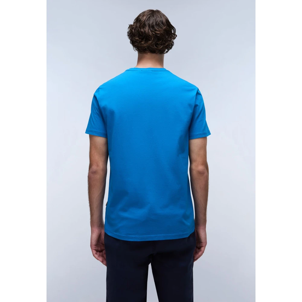 Napapijri Korte mouw geborduurd katoenen T-shirt Blue Heren