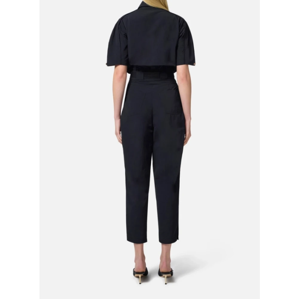 Elisabetta Franchi Zwarte zeilbroek met gestikte snitten Black Dames