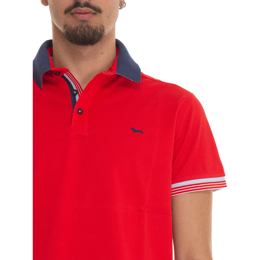 Harmont & Blaine Polo shirt met kleurcontrast en tegelprint Red Heren