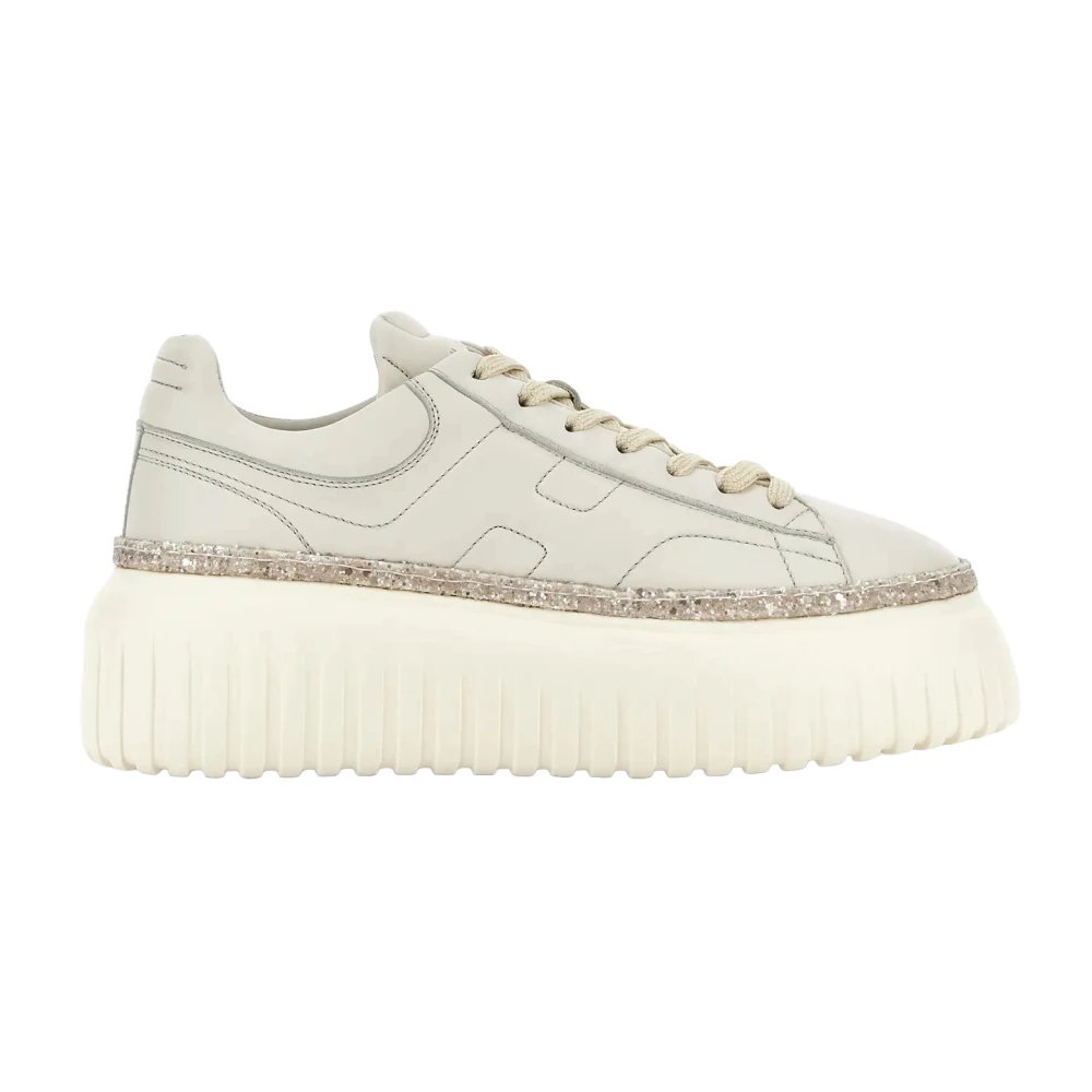 Hogan H712 H-Stripes Veterschoenen Dames Schoenen Beige