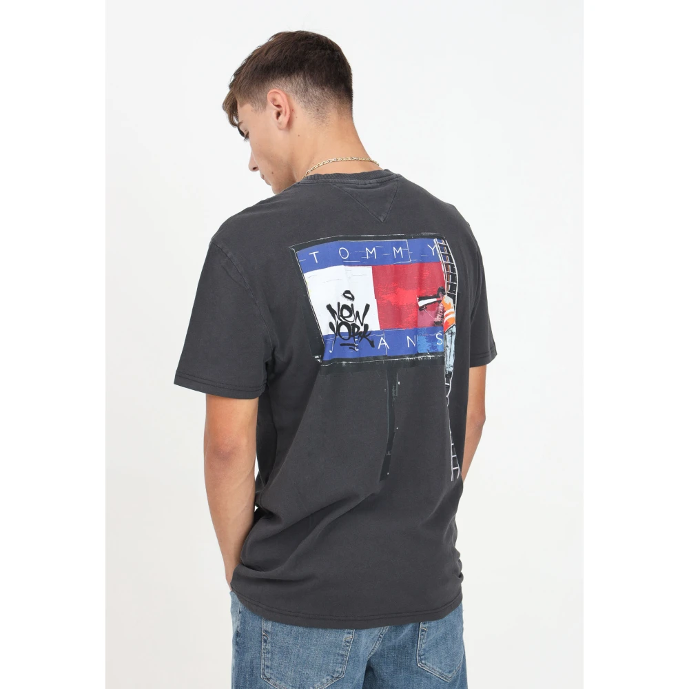 Tommy Jeans Zwarte Streetwear T-shirt Novelty 2 Black Heren