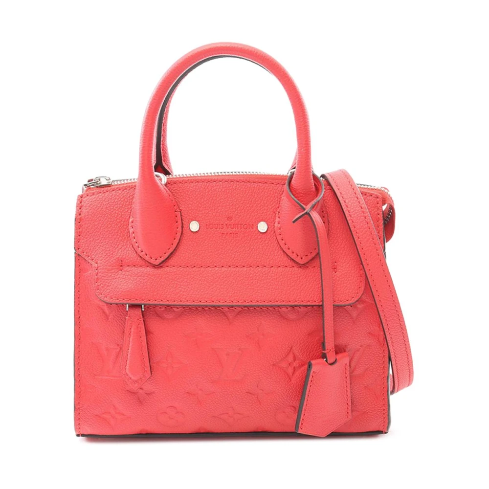 Louis Vuitton Vintage Women's Red Pre-Owned Monogram Embossed Leather Satchel Bag