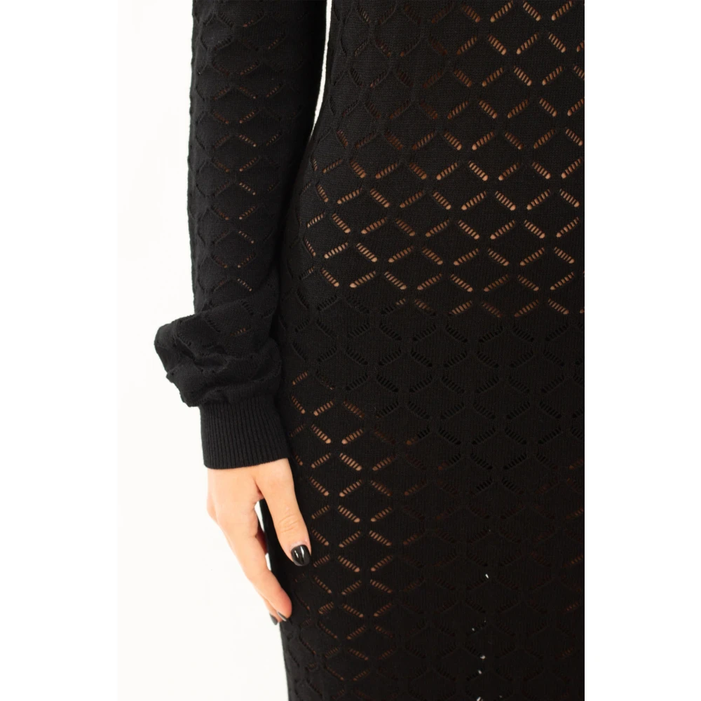 Babylon Multicolor High-Neck Gebreide Jurk Black Dames
