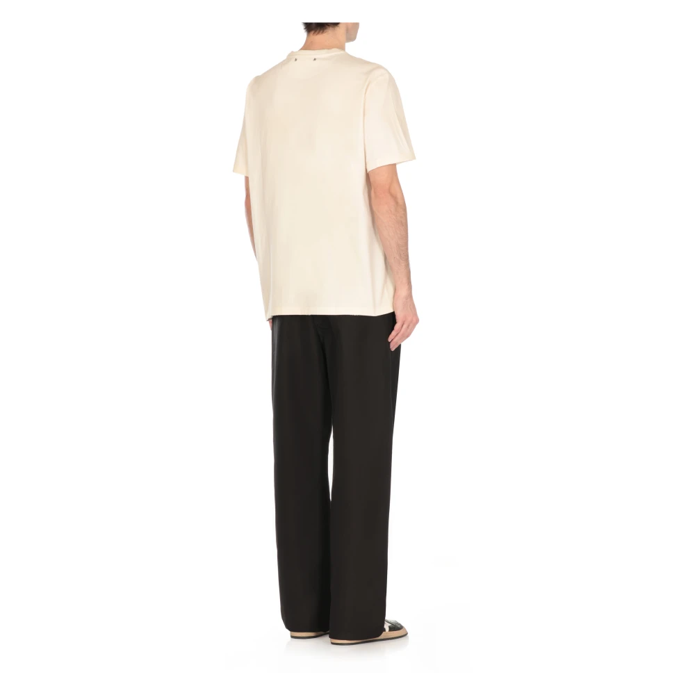 Golden Goose Wit katoenen T-shirt met Logo White Heren