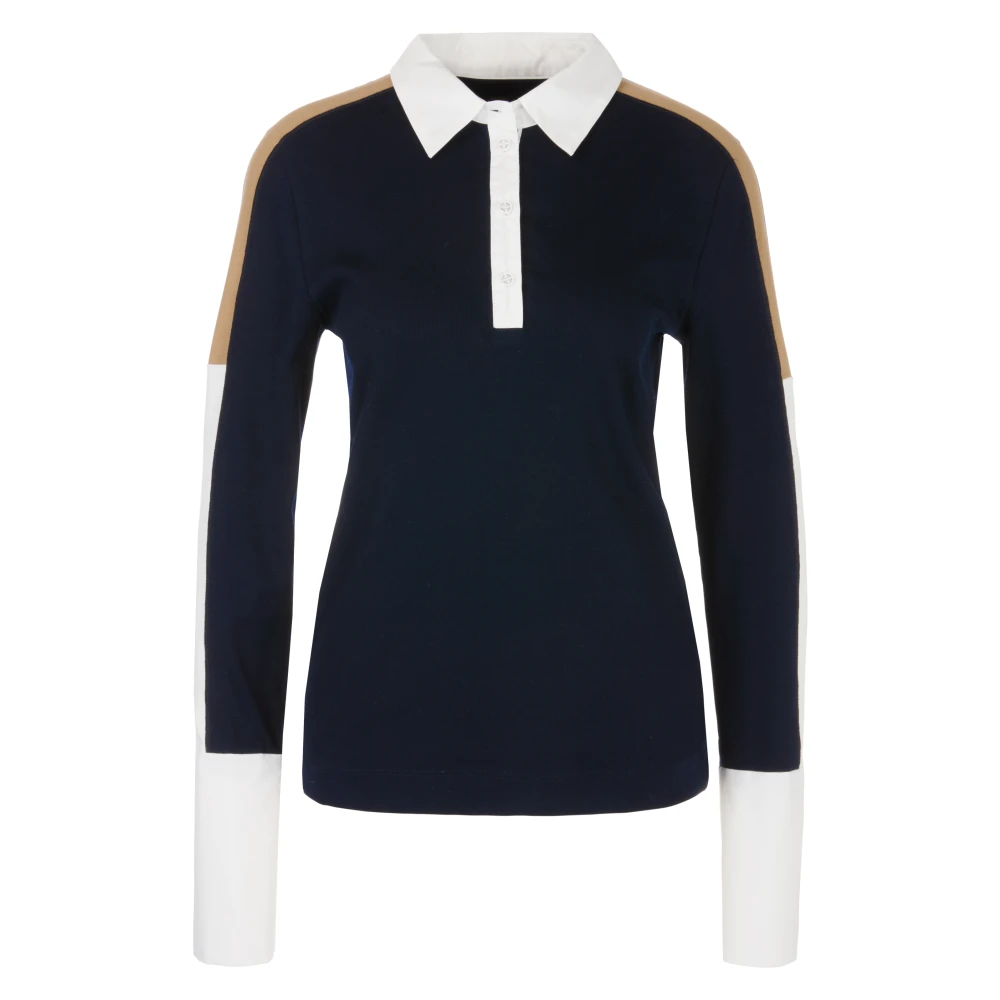 Marc Cain Navy Polo Shirt Klassieke Stijl Blue Dames