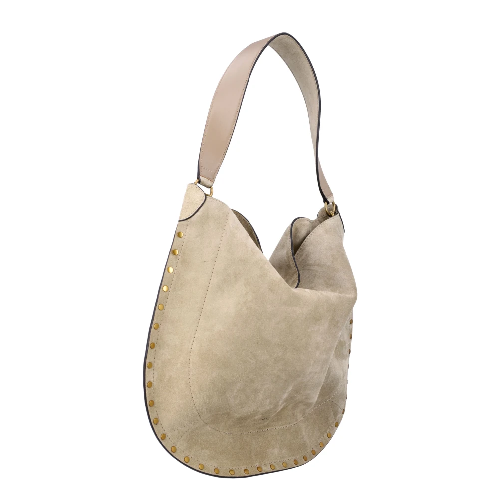 Isabel marant Beige Suède Hobo Handtas met Gouden Studs Beige Dames