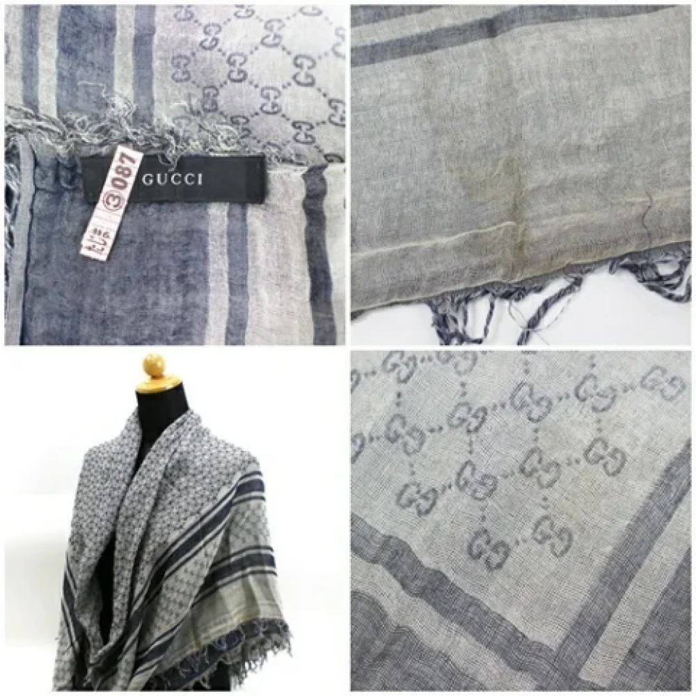 Gucci Vintage Pre-owned Cotton scarves Gray Dames