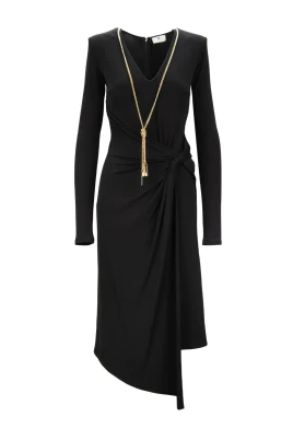 Asymmetrisk Dragkedja Klänning med Halsband