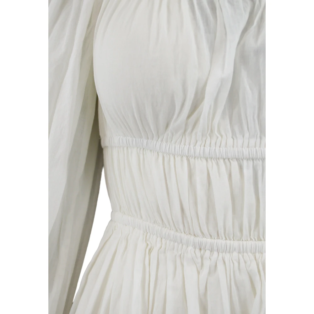 pinko Geborduurde Mousseline Jurk Losse Pasvorm White Dames