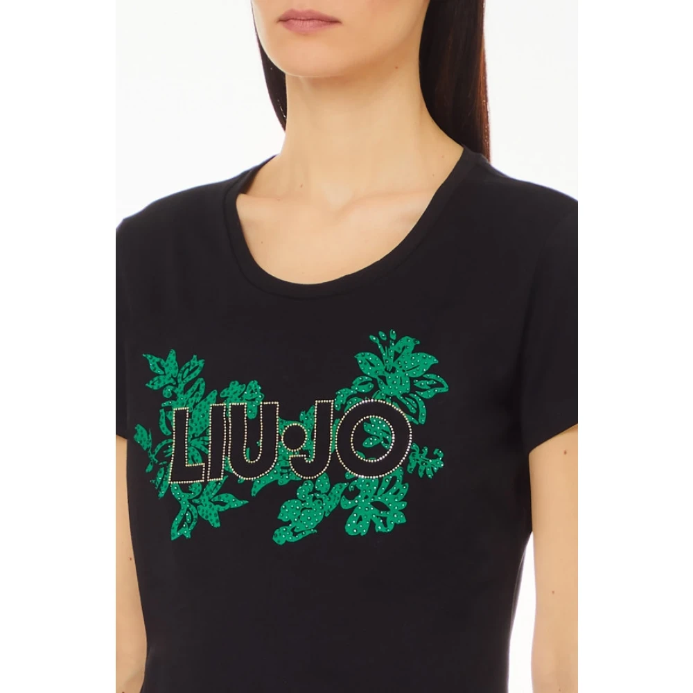 Liu Jo Logo en Strass T-shirt Black Dames