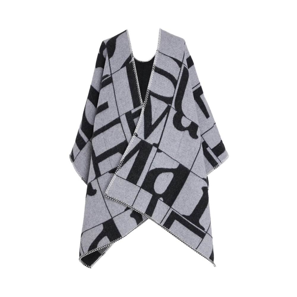 Max Mara Omkeerbare Poncho Stijl Cape Grijs Gray Dames