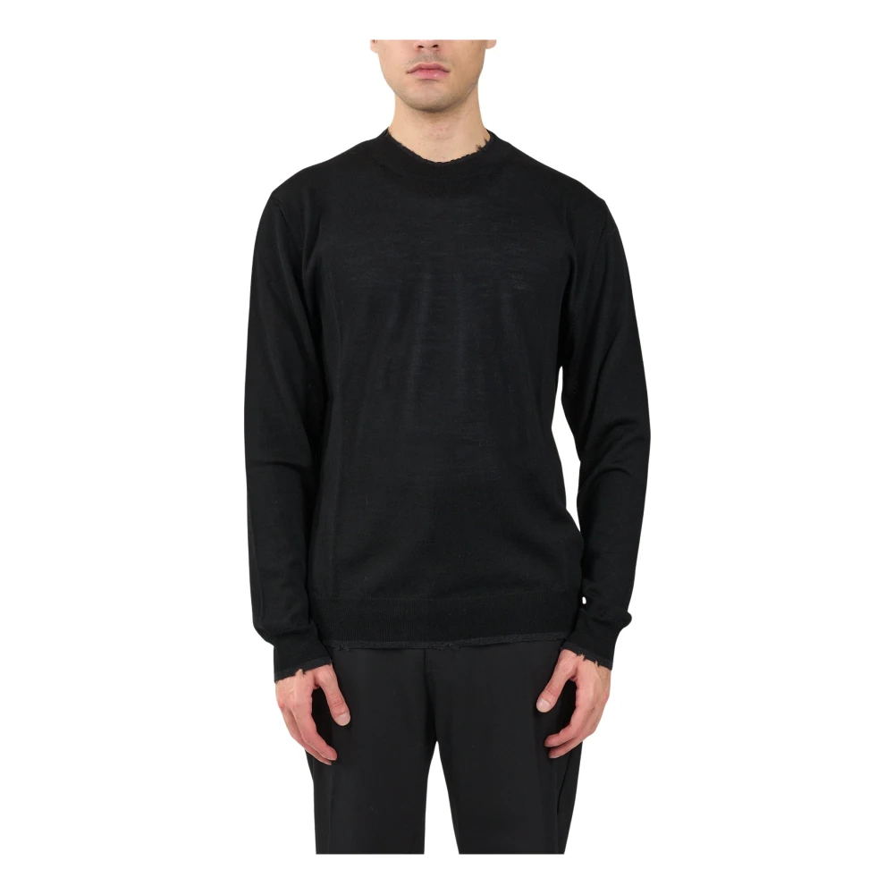 Mauro Grifoni Wollen trui met geribbelde details Black Heren