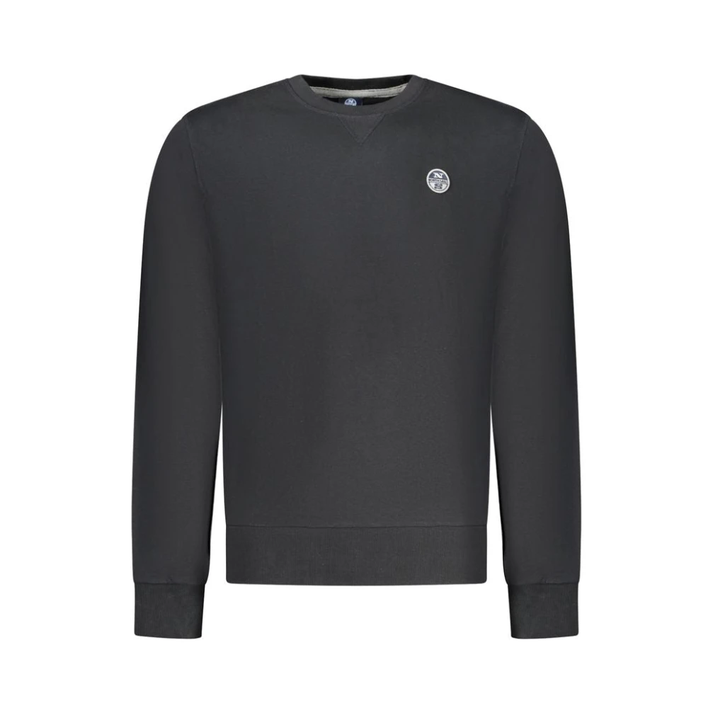 North Sails , Sweatshirts, Male, Black, Xl, Brushed Crew Neck Sweatshirt
