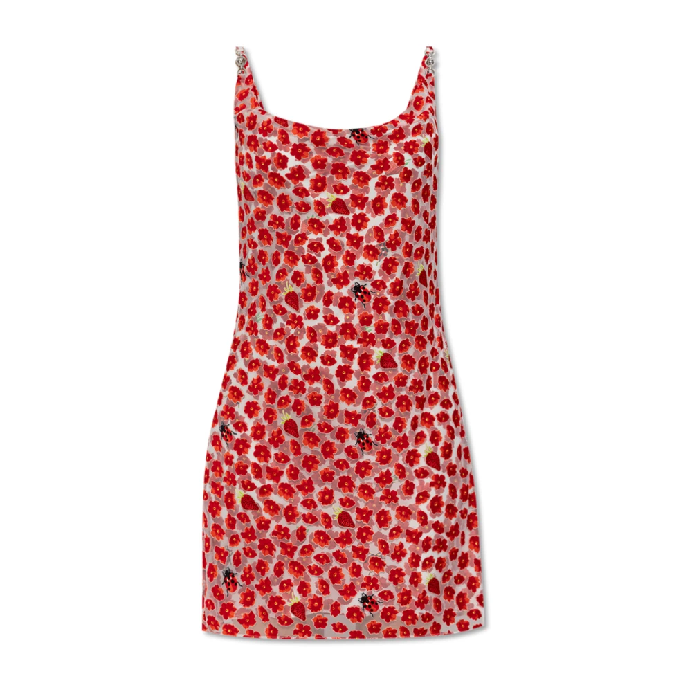 Versace Gedrapeerde jurk met bloemmotief Red Dames