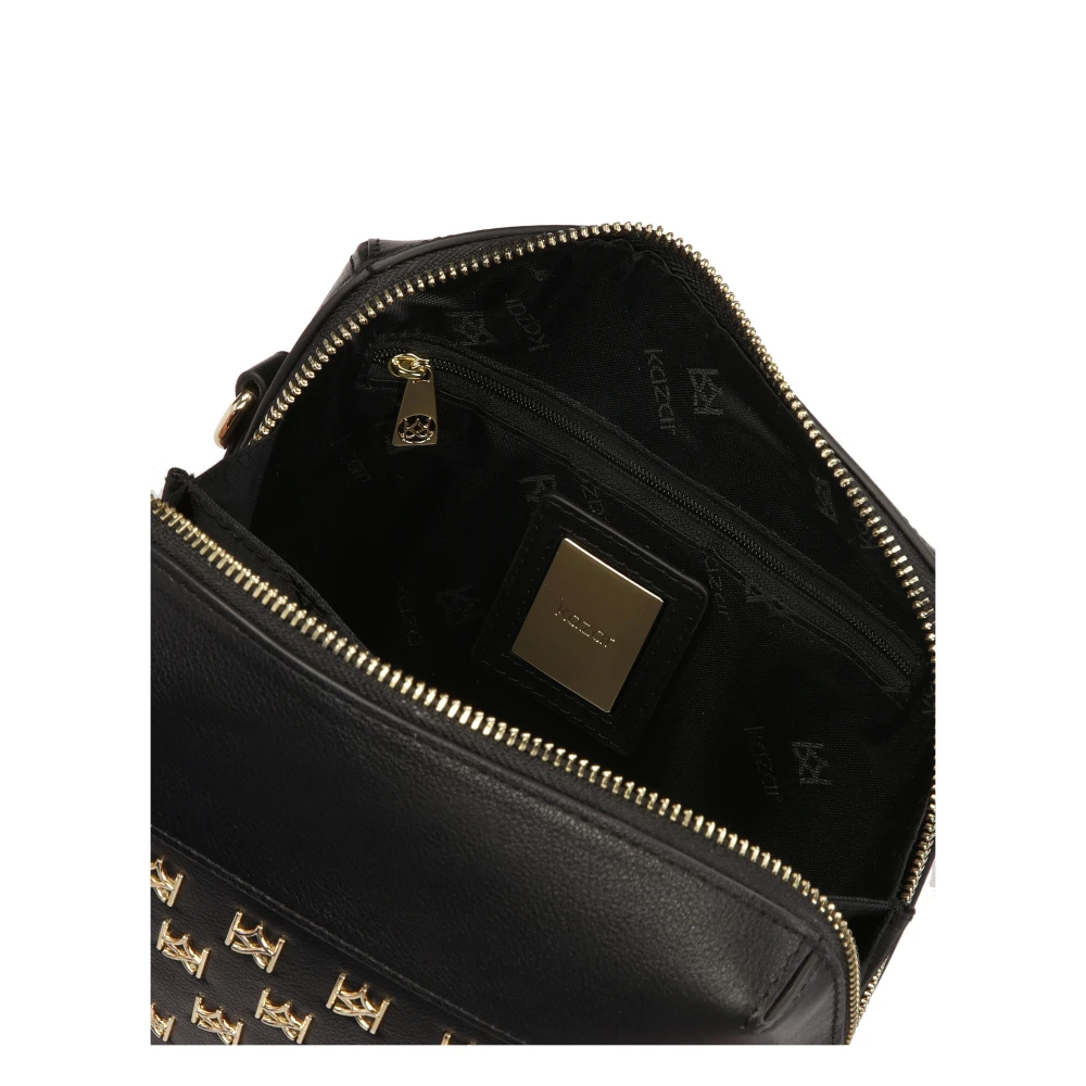 Kazar Zwarte handtas met metalen monogrammen Black Dames