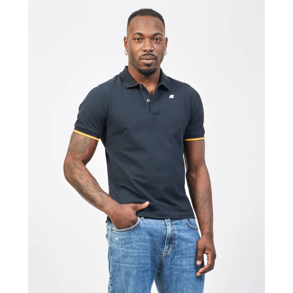 K-way Blauw Polo Shirt Stretch Katoen Blue Heren