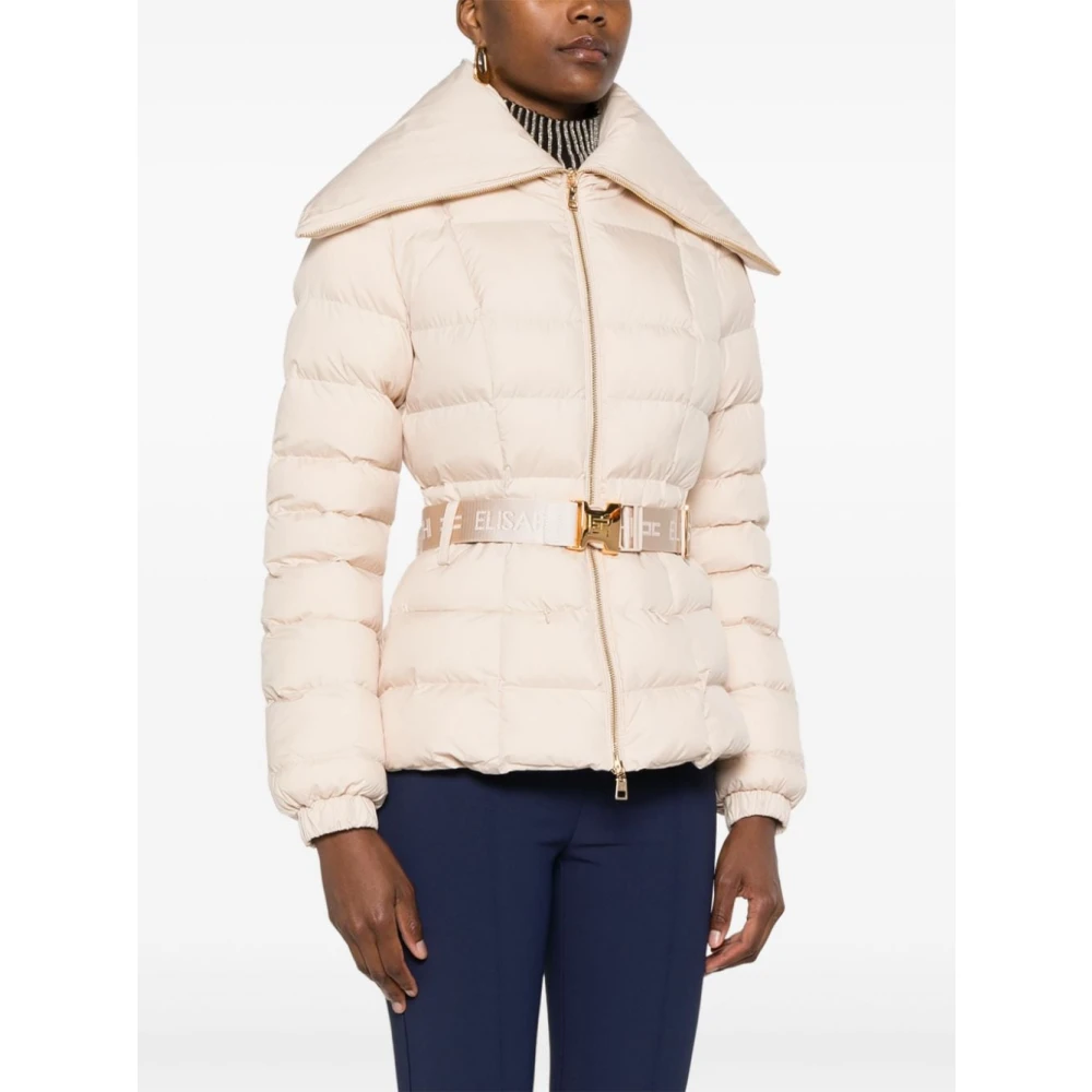 Elisabetta Franchi Gewatteerde Witte Jas met Logopatch White Dames