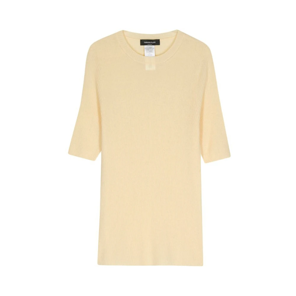 Fabiana Filippi Gele Ribgebreide T-shirt Yellow Dames