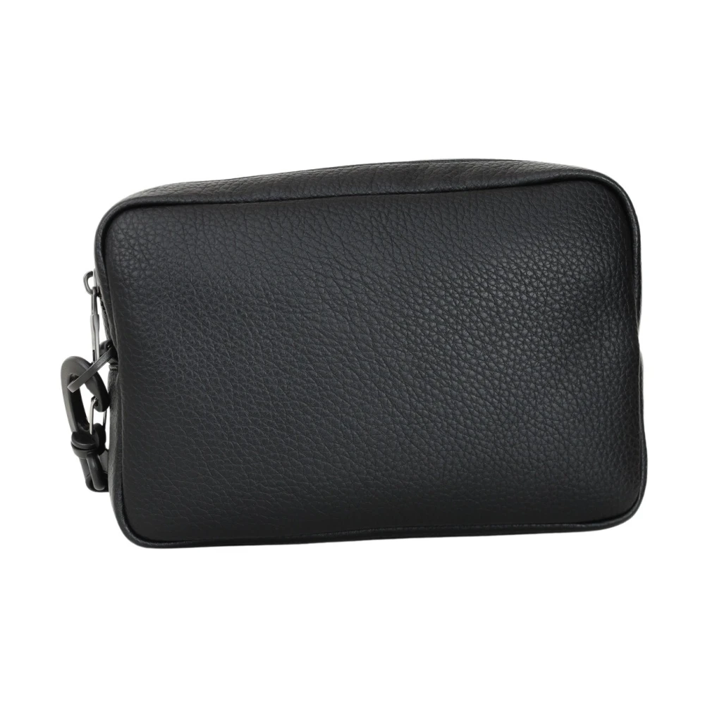 Armani Exchange Zwarte herenclutch in gehamerd stijl Black Heren
