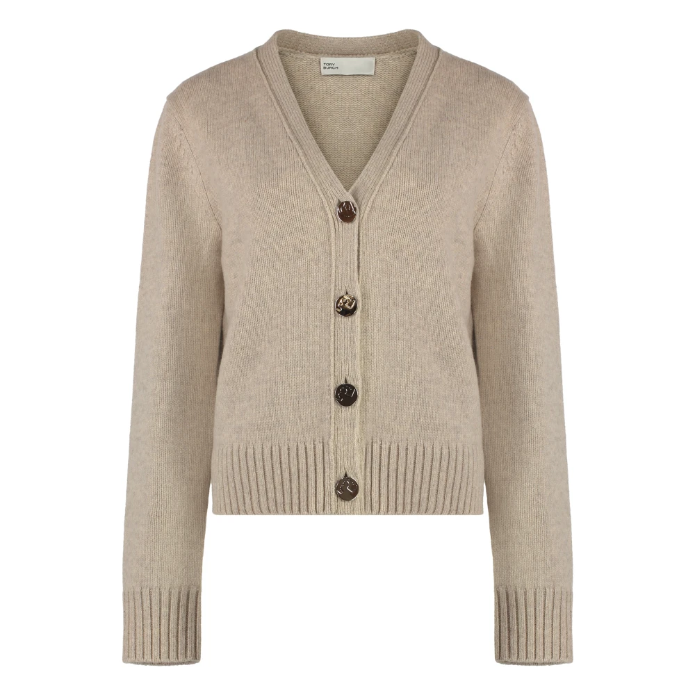 TORY BURCH Gebreide Wol Cardigan Beige Dames