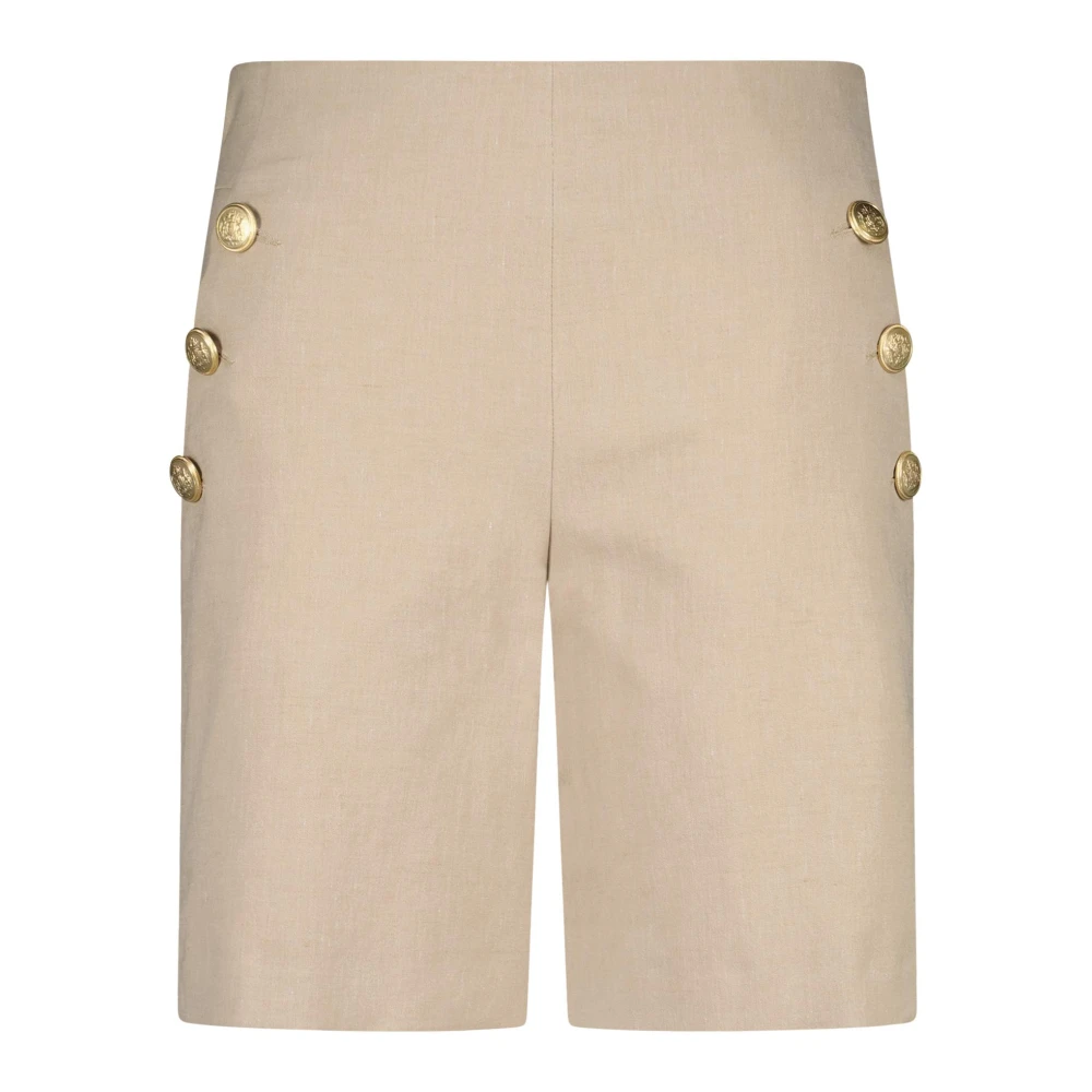 Seductive High-Waist Bermuda Shorts met knoopdetails Beige Dames