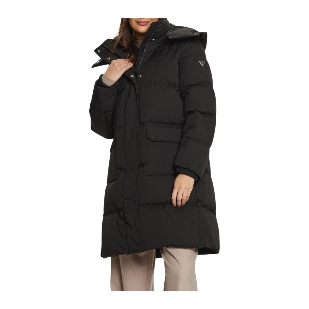 Guess Echte Dons Jet Black Winterjas Black Dames