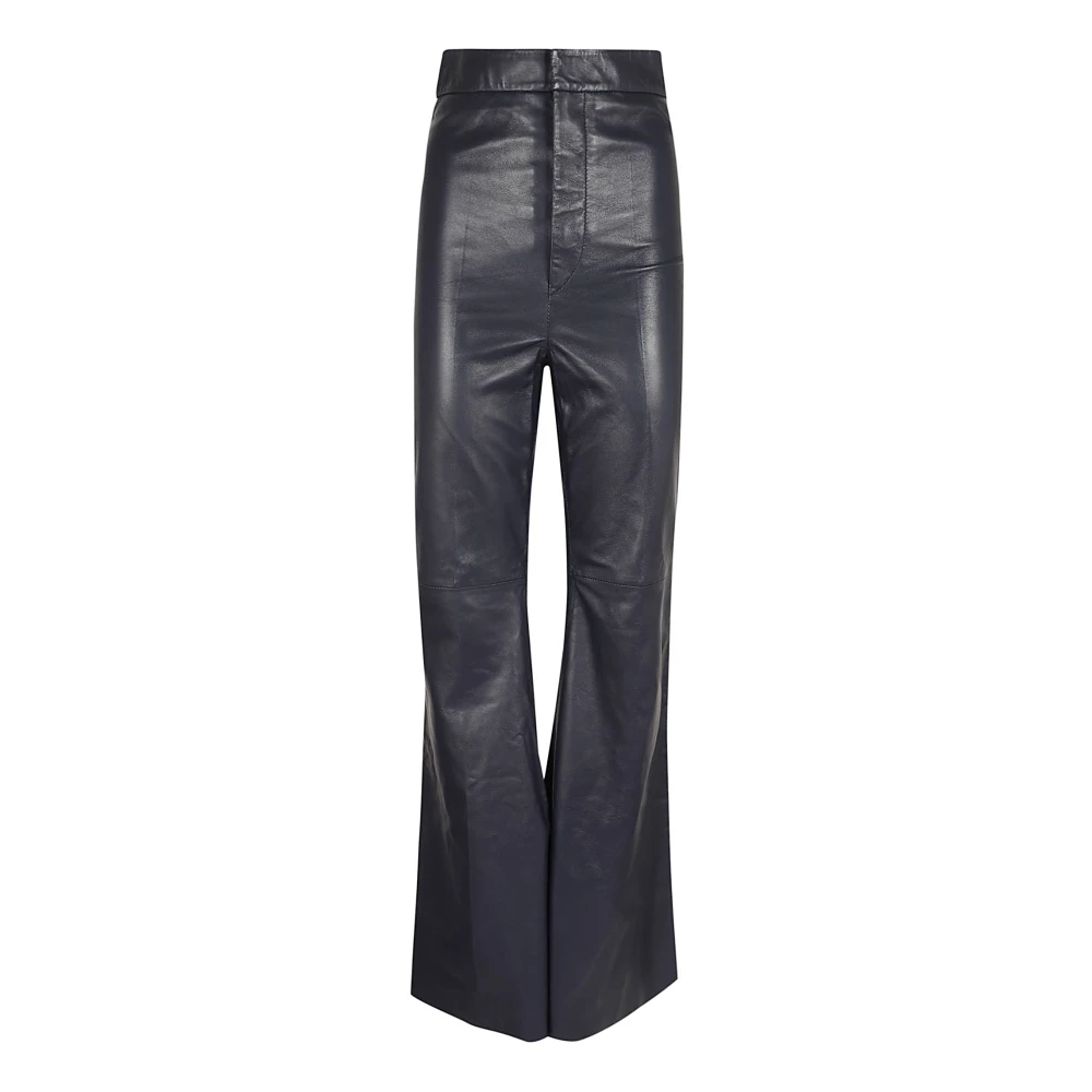 Victoria Beckham Blauwe Leren Broek Aw24 Blue Dames