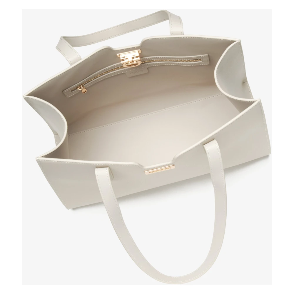 Estro Dames Licht Beige Leren Shopper Tas met Gouden Hardware Er00115798 Beige Dames