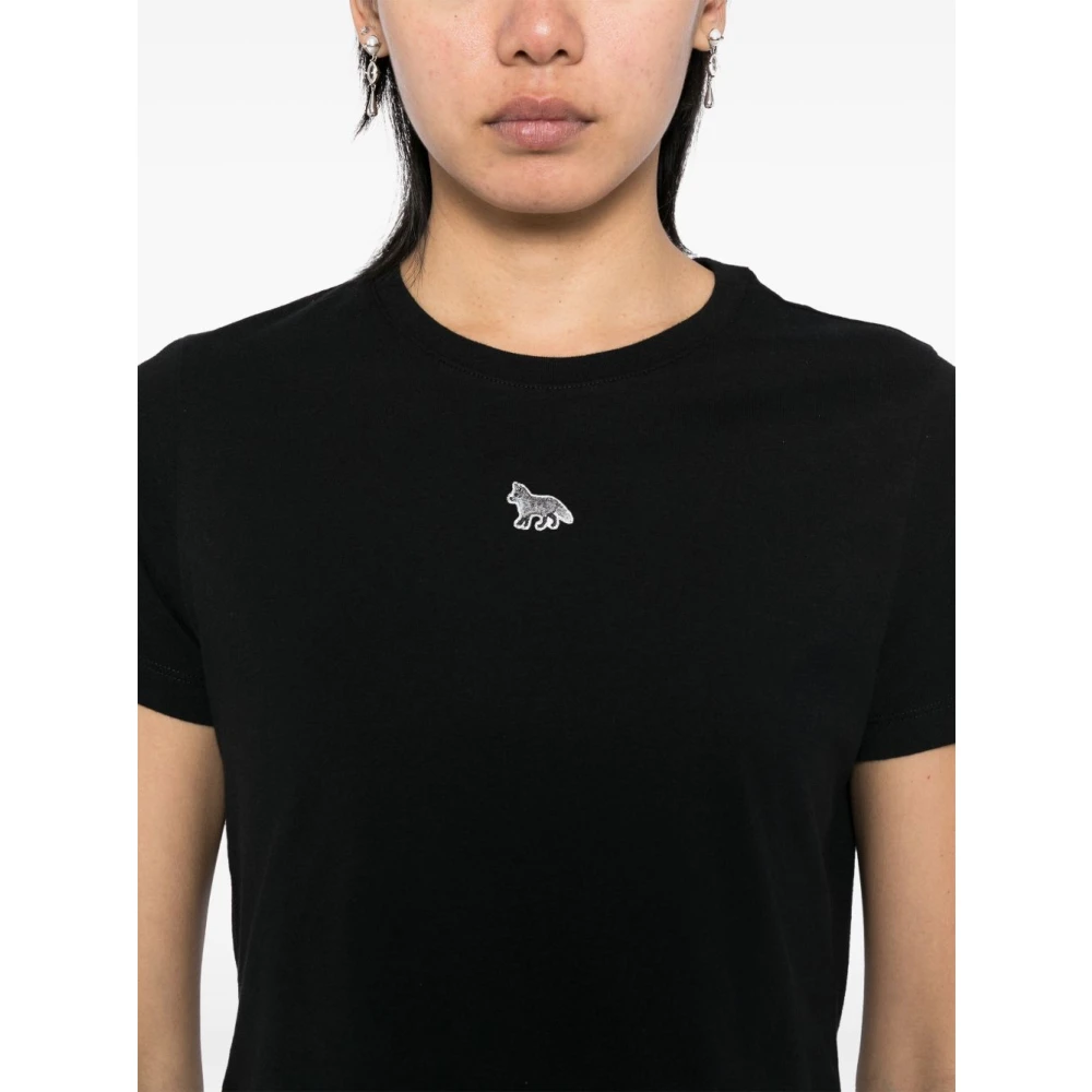 Maison Kitsuné Zwarte Crew Neck T-shirts en Polos Black Dames