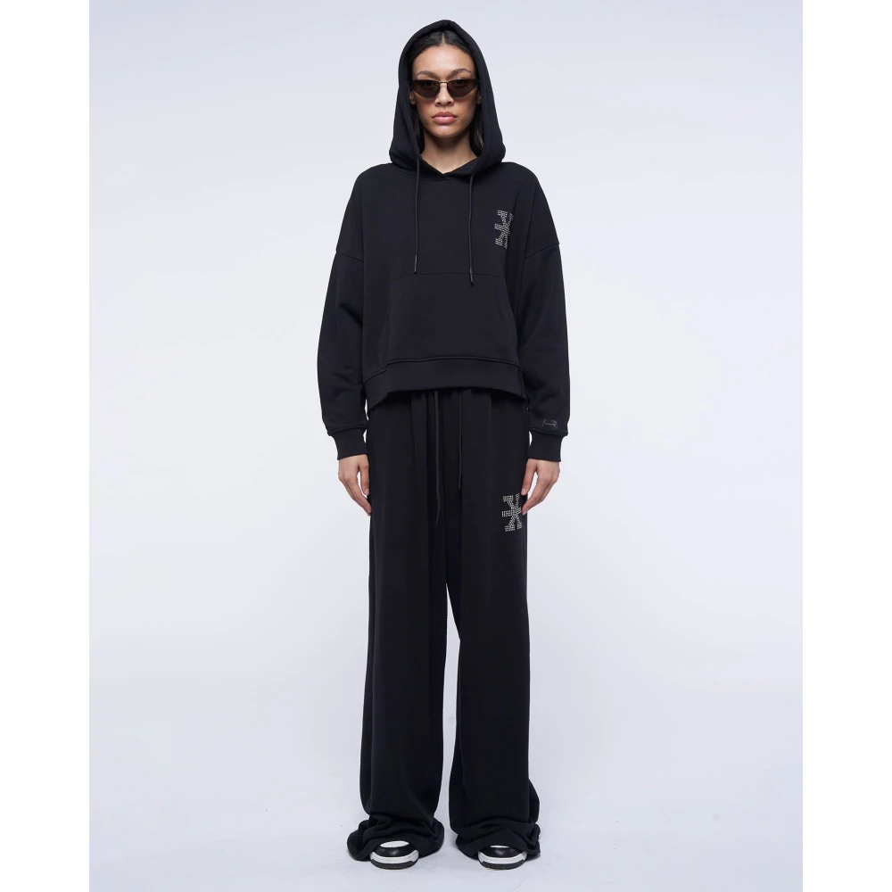 John Richmond Cropped Hoodie met Verstelbaar Koord Black Dames