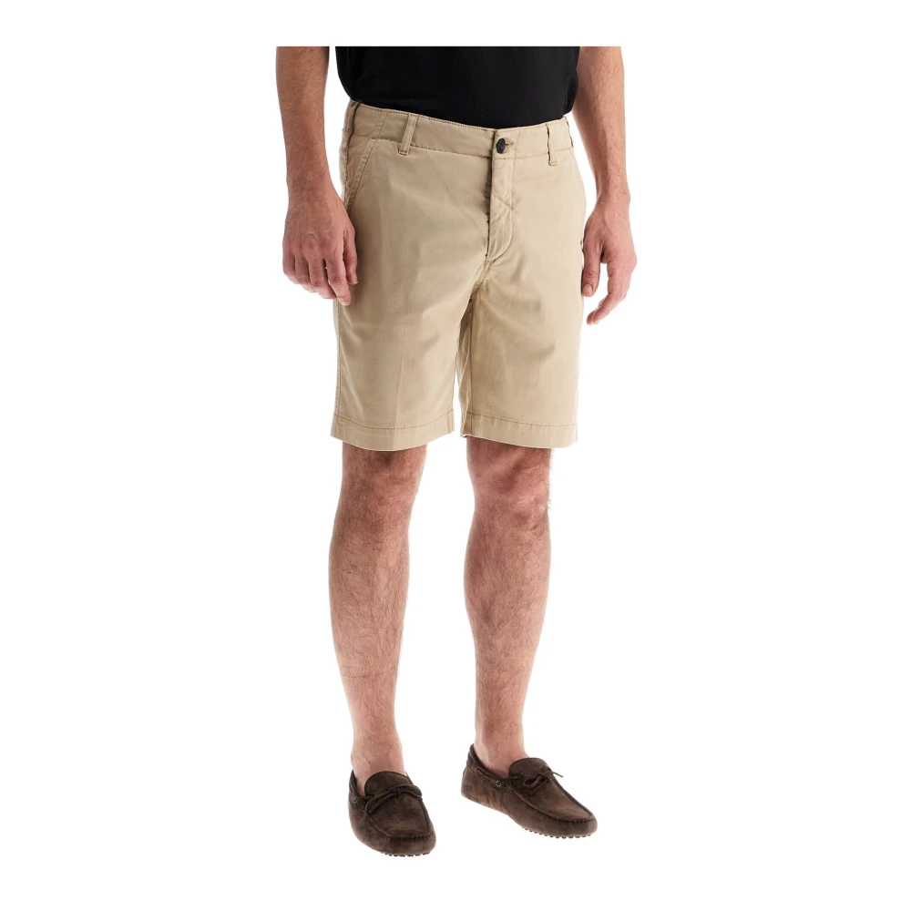 Vilebrequin Tencel Gabardine Bermuda Punch Shorts Beige Heren