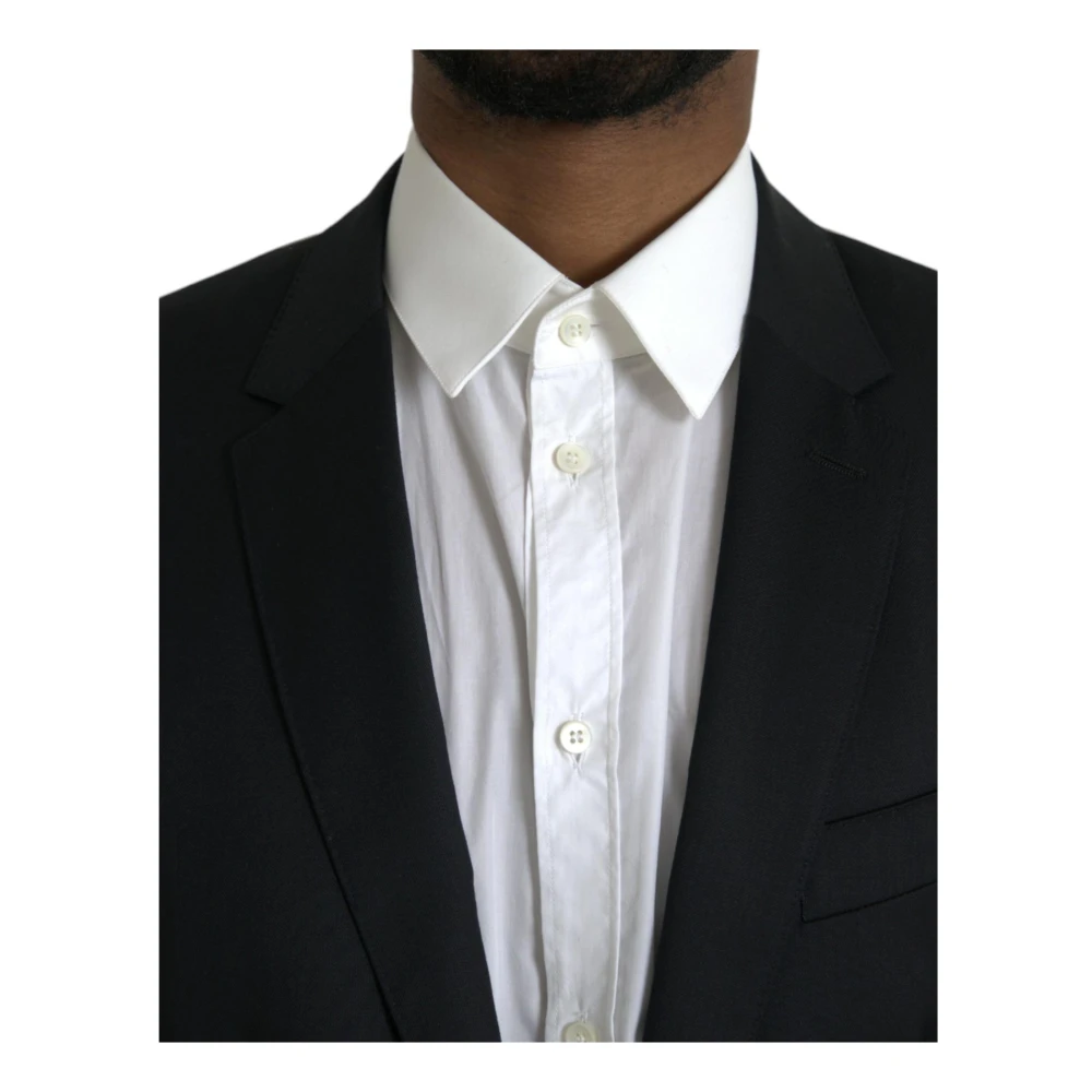 Dolce & Gabbana Zwarte Wol Blazer Slim Fit Black Heren