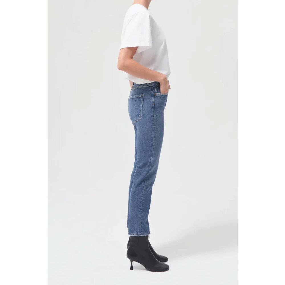 Agolde High Rise Straight Crop Jeans in Silence Blue Dames