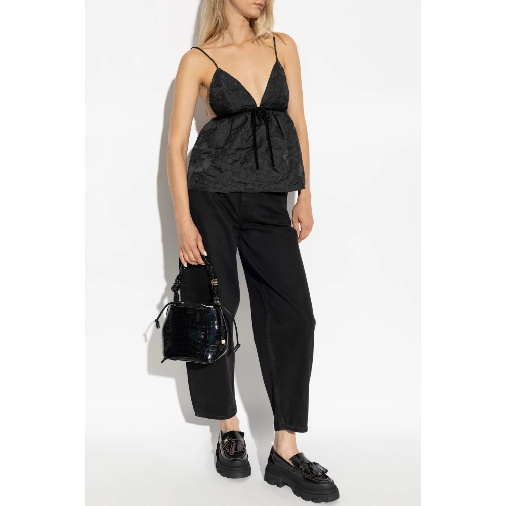Ganni Jeans met logo Black Dames