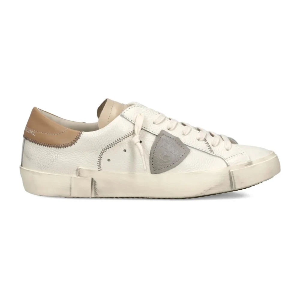Philippe Model Men's Beige Trainers In Pelle Chiusura Con Lacci Logo - Sneakers - 9 Uk - Shoes