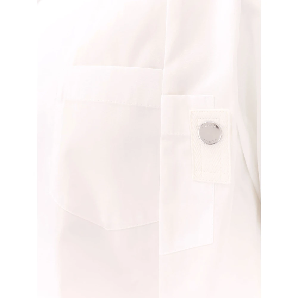 Sacai Klassieke katoenen shirt met nylon inzet White Heren