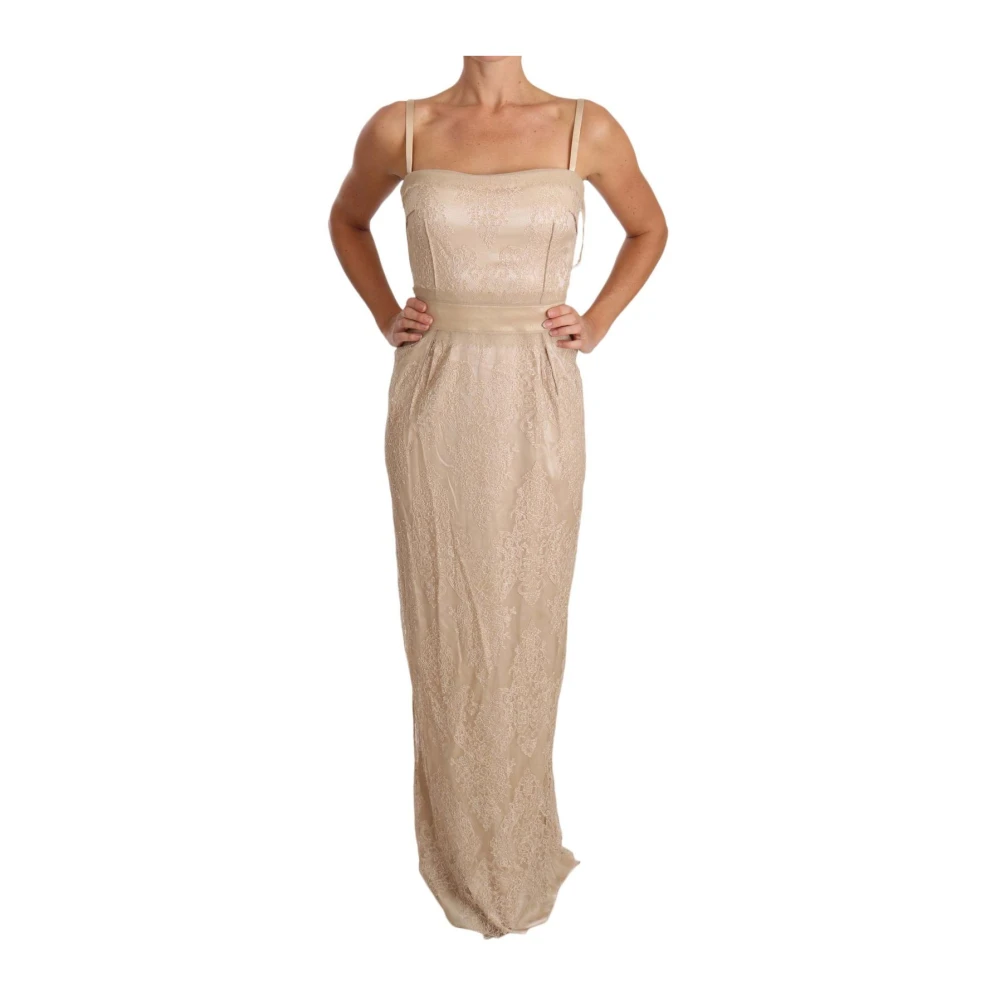 Dolce & Gabbana Women's Beige Lace Evening Sheath Dress