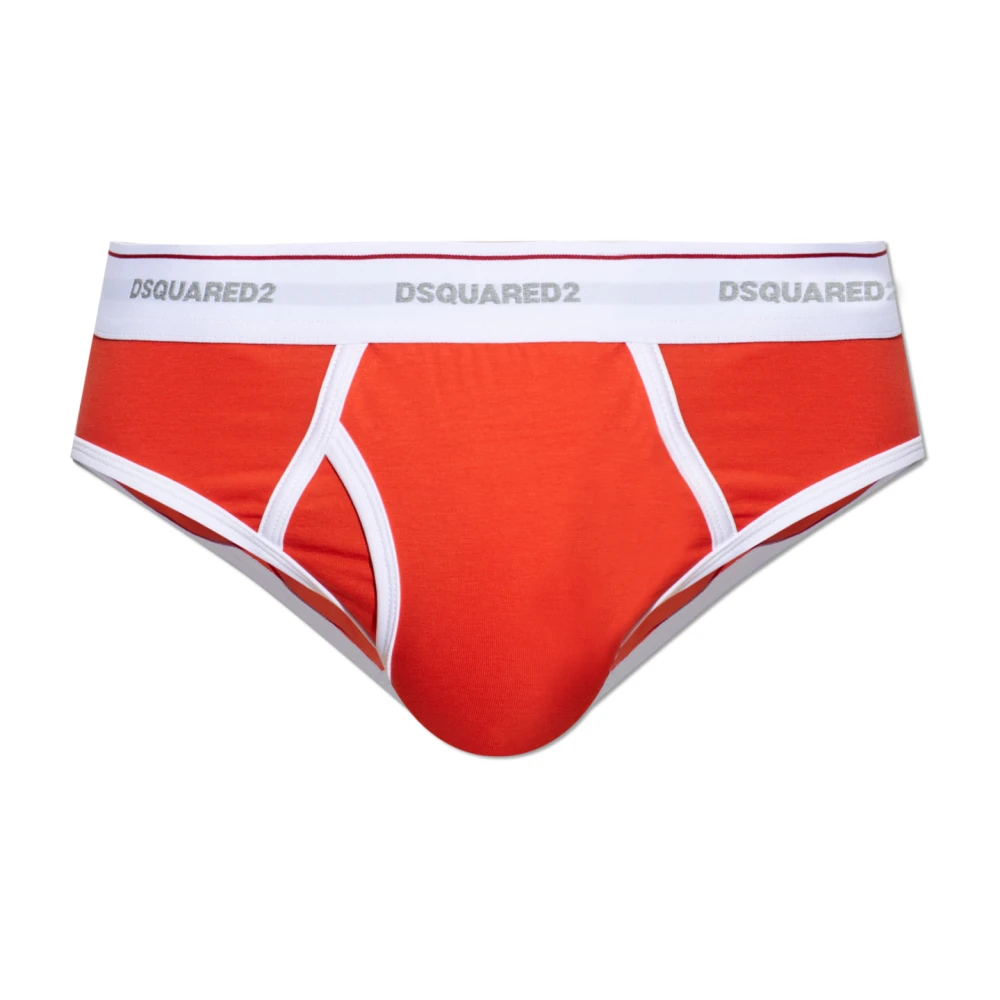 Dsquared2 Mannelijk Rood Ondergoed Heren, S, Katoen, Logo Briefs