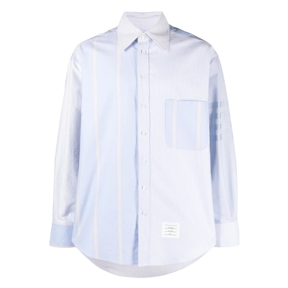 Thom Browne Oversized Katoenen Shirt met Patchwork Design Blue Heren