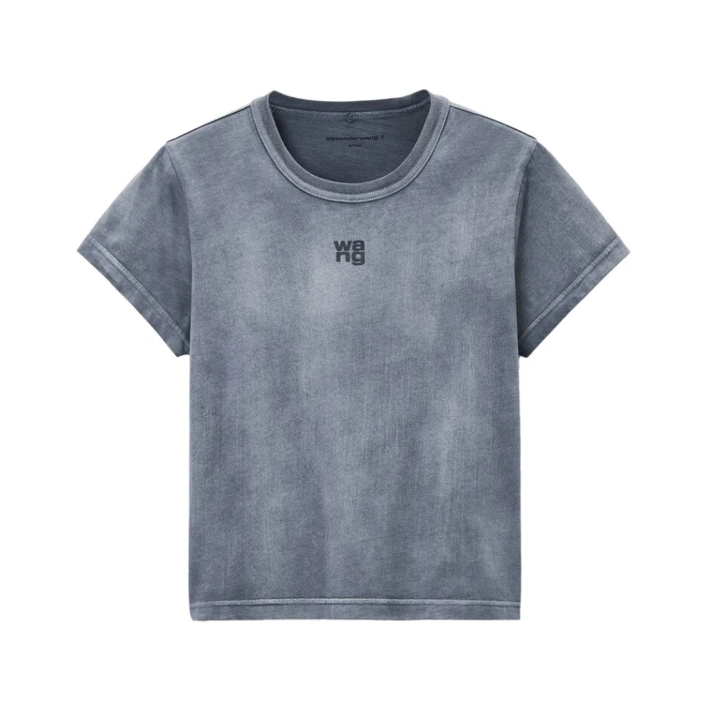 T by Alexander Wang Grijze Logo Print Crew Neck T-shirt Gray Dames