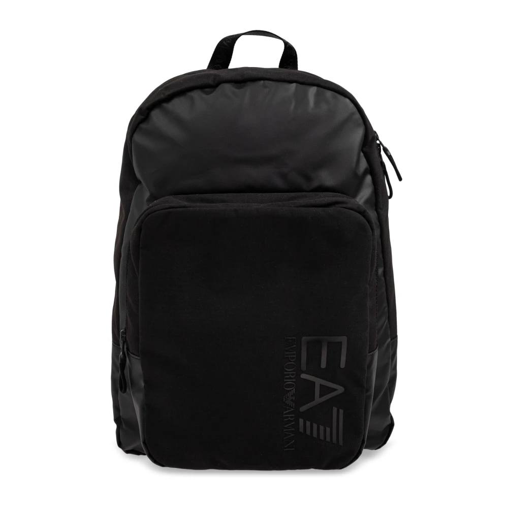 Emporio Armani EA7 Stijlvolle Rugzak met Rits en Zakken Black Heren